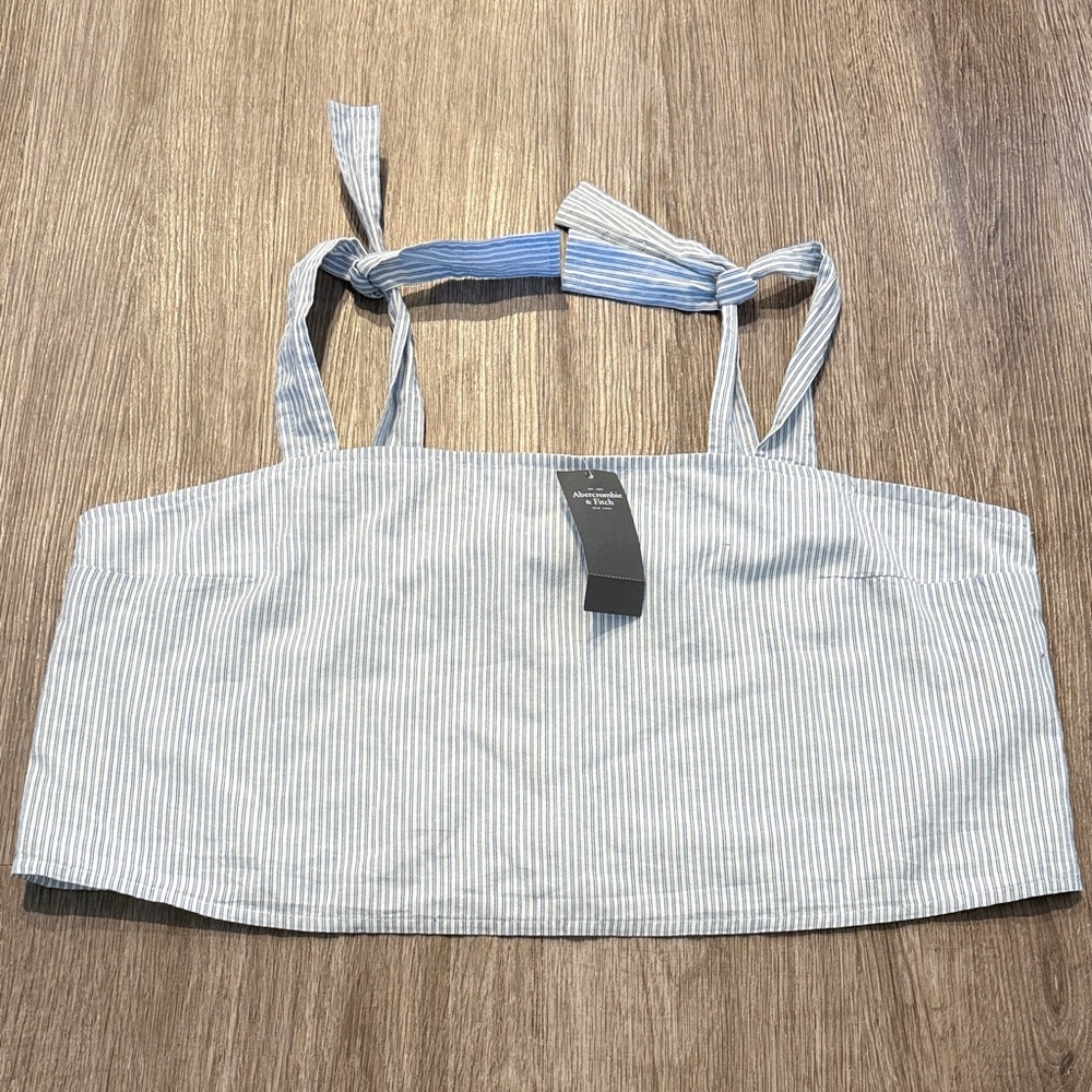 Abercrombie & Fitch Light Blue Striped Crop Top